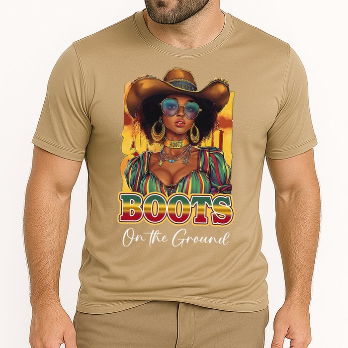 Boots On Ground Juneteenth Cowgirl Linedance Boots Western Cooling Performance Crew T-Shirt