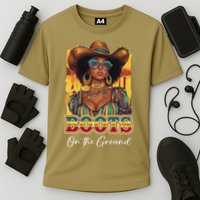 Boots On Ground Juneteenth Cowgirl Linedance Boots Western Cooling Performance Crew T-Shirt