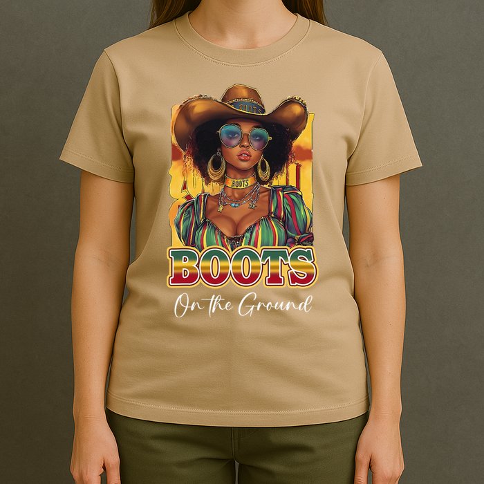 Boots On Ground Juneteenth Cowgirl Linedance Boots Western T-Shirt