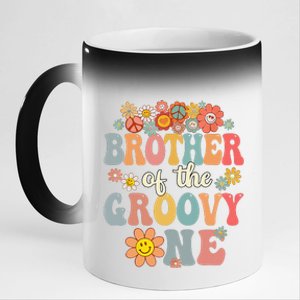 Brother Of Groovy One Matching Family 1st Birthday Party 11oz Black Color Changing Mug