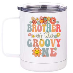 Brother Of Groovy One Matching Family 1st Birthday Party 12 oz Stainless Steel Tumbler Cup