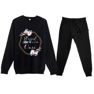 Blessed Omi Grandma Gift Premium Crewneck Sweatsuit Set