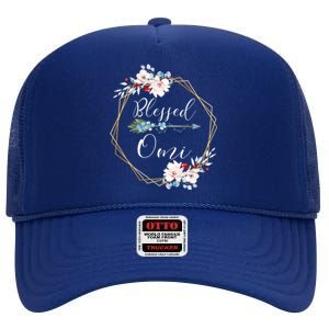 Blessed Omi Grandma Gift High Crown Mesh Back Trucker Hat