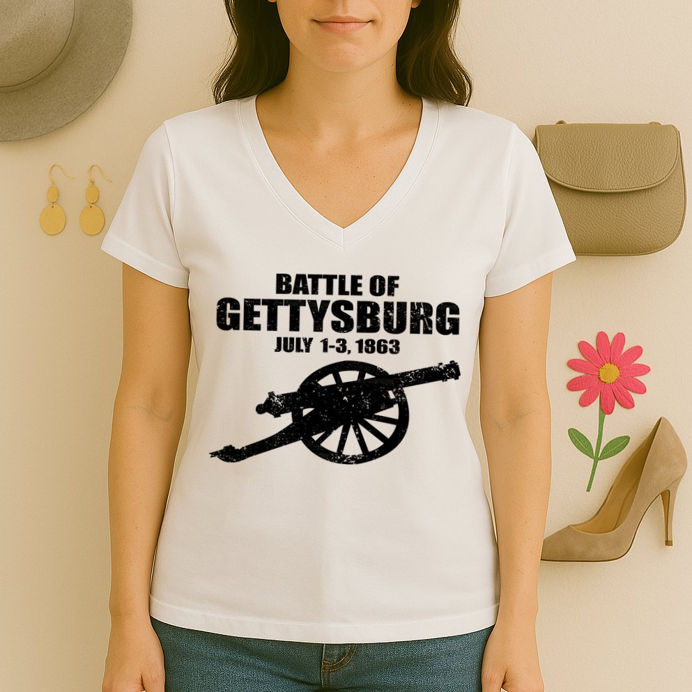 Battle Of Gettysburg Battlefield US American Civil War Women's V-Neck T-Shirt