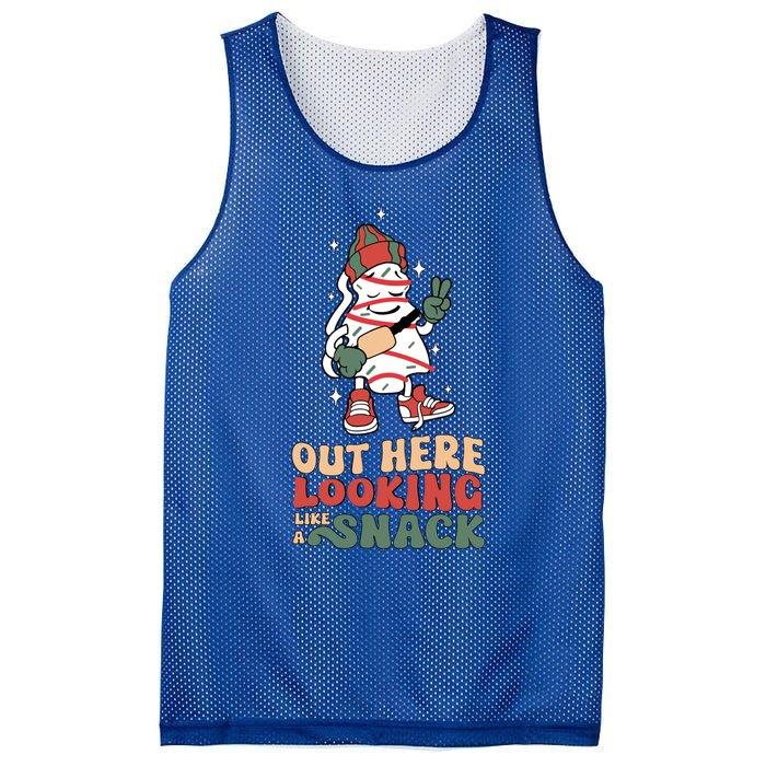 Boojee Out Here Lookin Like Snack Groovy Christmas Tree Cake Funny Gift Mesh Reversible Basketball Jersey Tank