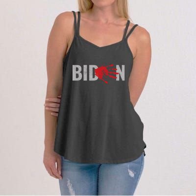 Blood On His Hands Anti Joe Biden Bloody Handprint Women's Strappy Tank