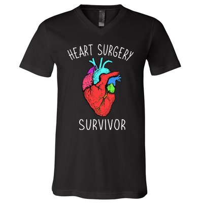 Bypass Open Heart Surgery Coronary Diseases Survivor Warrior V-Neck T-Shirt