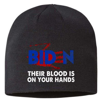 Blood On His Hands Biden Vintage Biden Bloody Handprint Sustainable Beanie