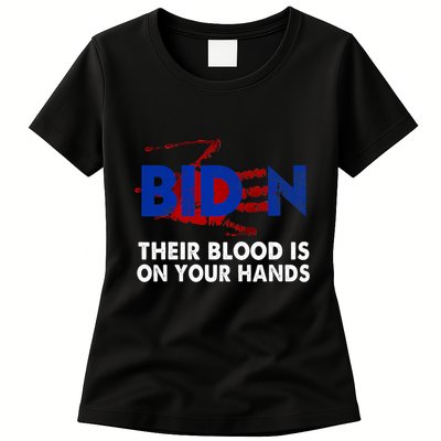 Blood On His Hands Biden Vintage Biden Bloody Handprint Womens T-Shirt