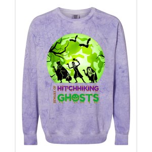 Beware Of Hitchhiking Ghosts Halloween Bat Funny shirt Colorblast Crewneck Sweatshirt