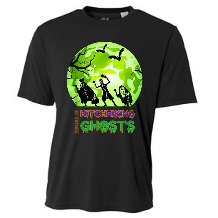 Beware Of Hitchhiking Ghosts Halloween Bat Funny shirt Cooling Performance Crew T-Shirt