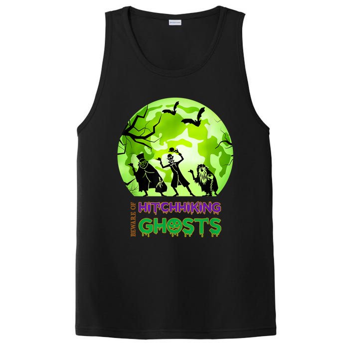 Beware Of Hitchhiking Ghosts Halloween Bat Funny shirt PosiCharge Competitor Tank