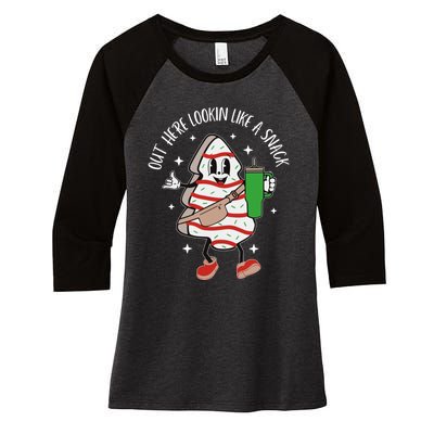 Boojee Out Here Lookin Like A Snack Christmas Tree Cake Xmas Women's Tri-Blend 3/4-Sleeve Raglan Shirt