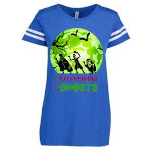 Beware Of Hitchhiking Ghosts Halloween Bat Funny Enza Ladies Jersey Football T-Shirt