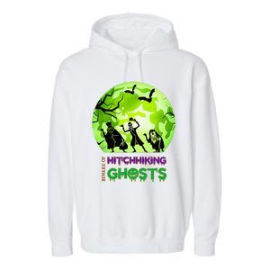 Beware Of Hitchhiking Ghosts Halloween Bat Funny Garment-Dyed Fleece Hoodie