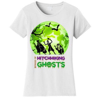 Beware Of Hitchhiking Ghosts Halloween Bat Funny Women's T-Shirt