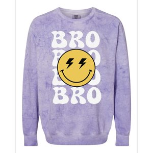 Bro One Happy Dude Birthday Theme Family Matching Colorblast Crewneck Sweatshirt