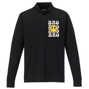 Bro One Happy Dude Birthday Theme Family Matching Performance Long Sleeve Polo