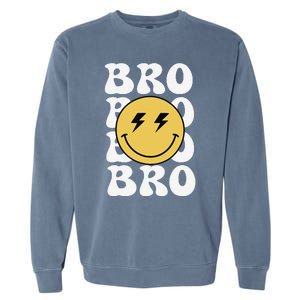 Bro One Happy Dude Birthday Theme Family Matching Garment-Dyed Sweatshirt