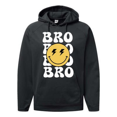 Bro One Happy Dude Birthday Theme Family Matching Performance Fleece Hoodie