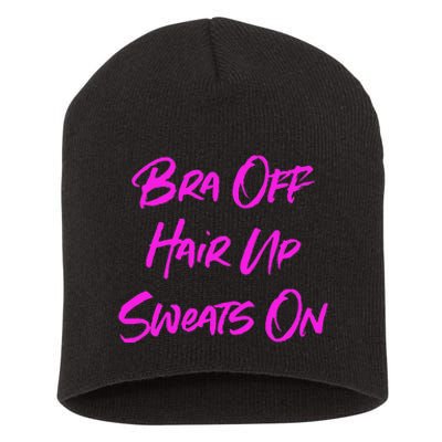 Bra Off Hair Up Sweats On Short Acrylic Beanie