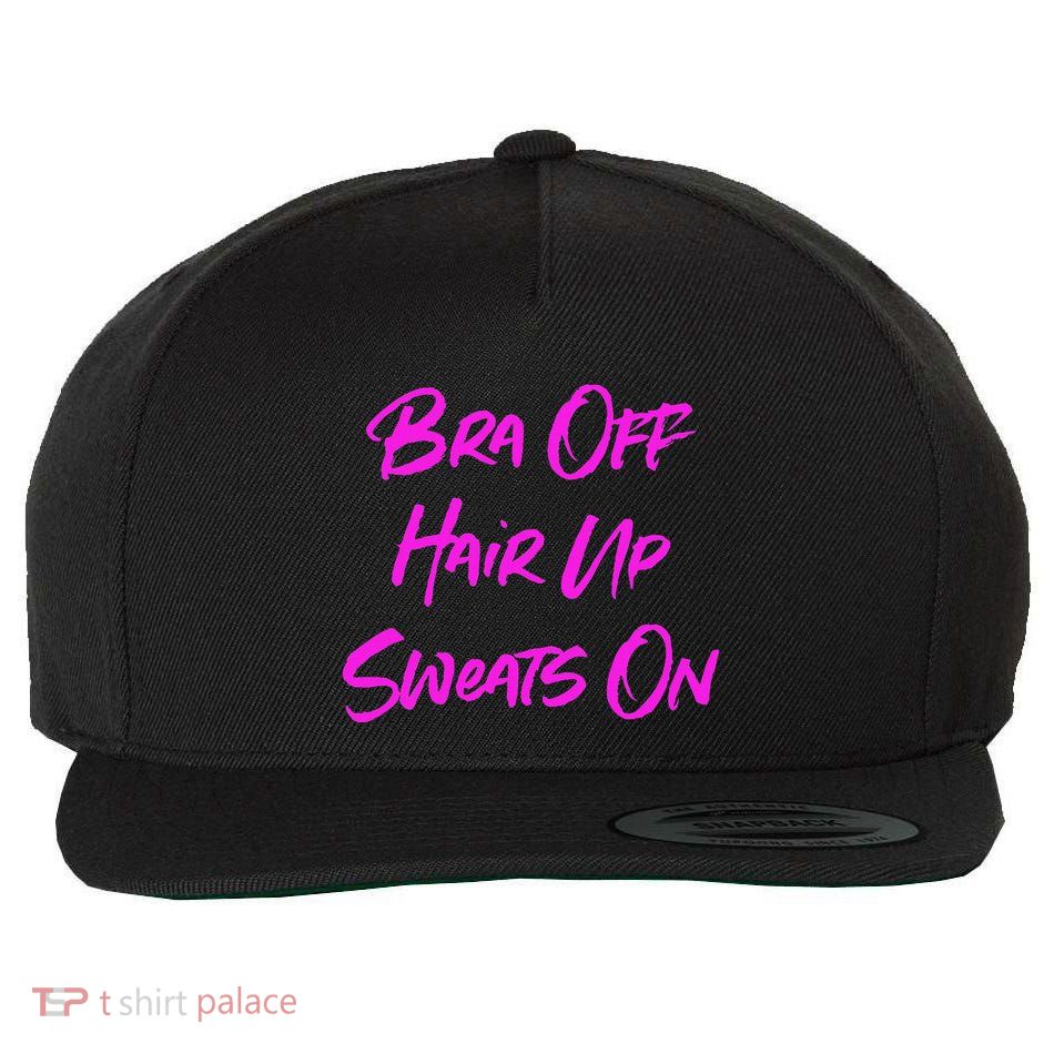 Bra Off Hair Up Sweats On Wool Snapback Cap