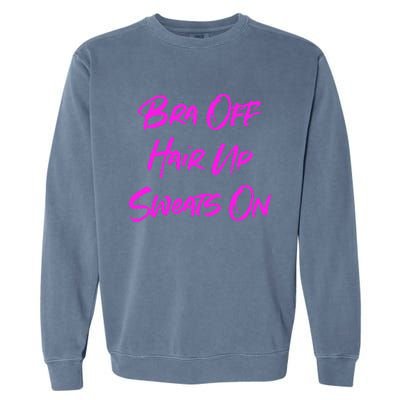 Bra Off Hair Up Sweats On Garment-Dyed Sweatshirt