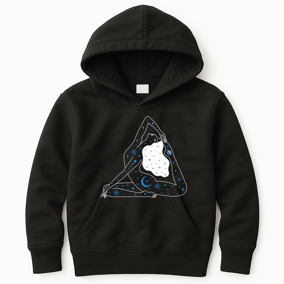 Boho Celestial Bodies Yoga Girl Kids Hoodie