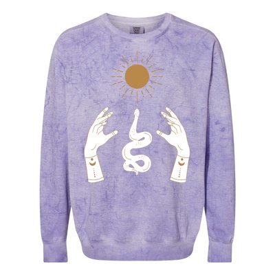 Boho Hands Reaching For The Sun Snake Colorblast Crewneck Sweatshirt