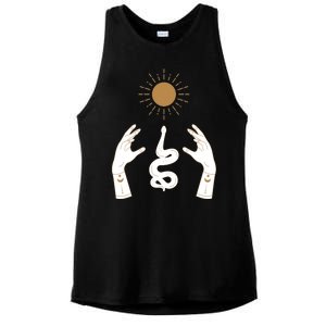 Boho Hands Reaching For The Sun Snake Ladies PosiCharge Tri-Blend Wicking Tank