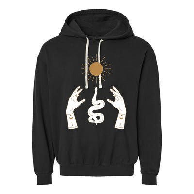 Boho Hands Reaching For The Sun Snake Garment-Dyed Fleece Hoodie