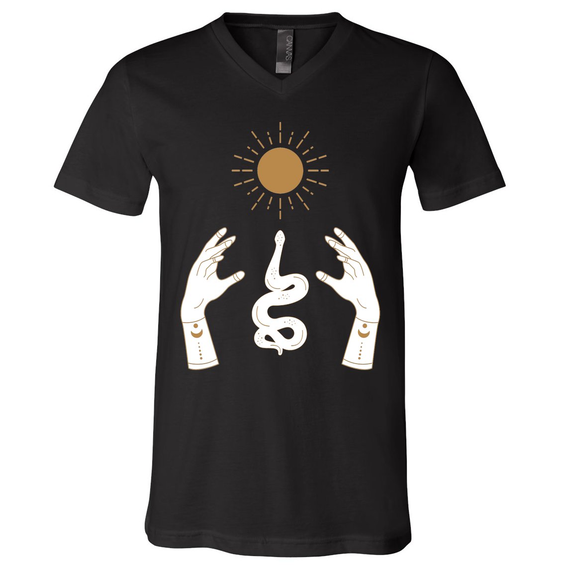 Boho Hands Reaching For The Sun Snake V-Neck T-Shirt