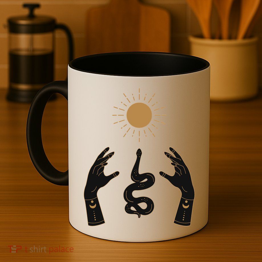Boho Hands Reaching For The Sun Snake Mug