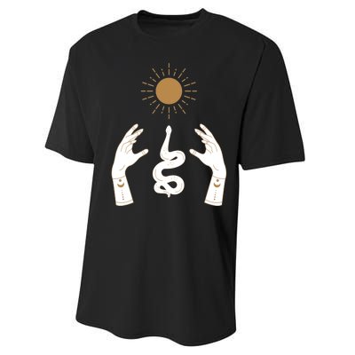 Boho Hands Reaching For The Sun Snake Performance Sprint T-Shirt