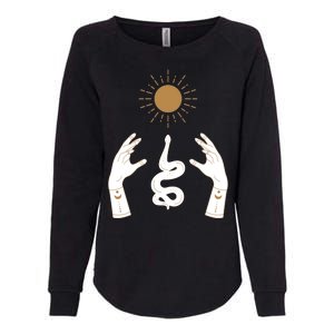 Boho Hands Reaching For The Sun Snake Womens California Wash Sweatshirt