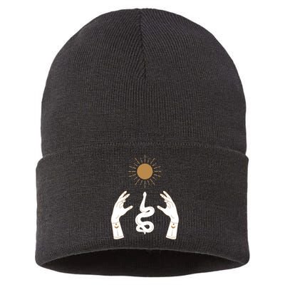 Boho Hands Reaching For The Sun Snake Sustainable Knit Beanie