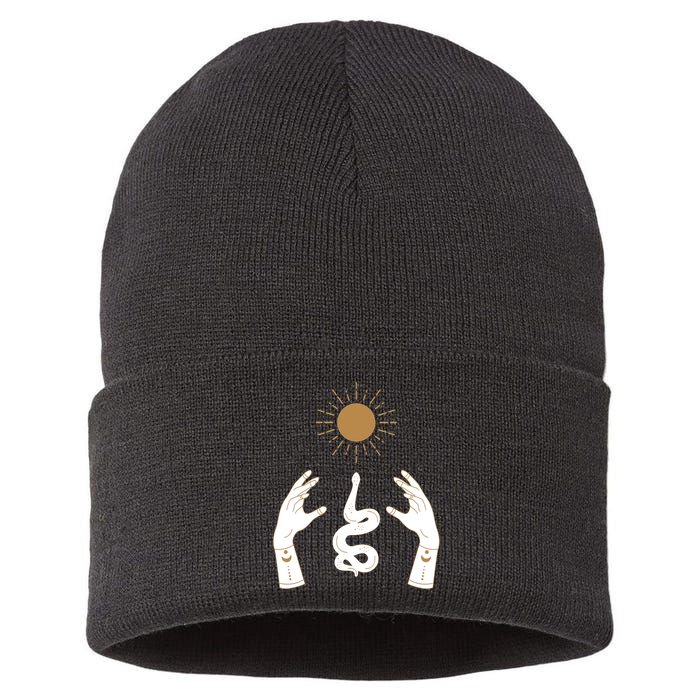 Boho Hands Reaching For The Sun Snake Sustainable Knit Beanie