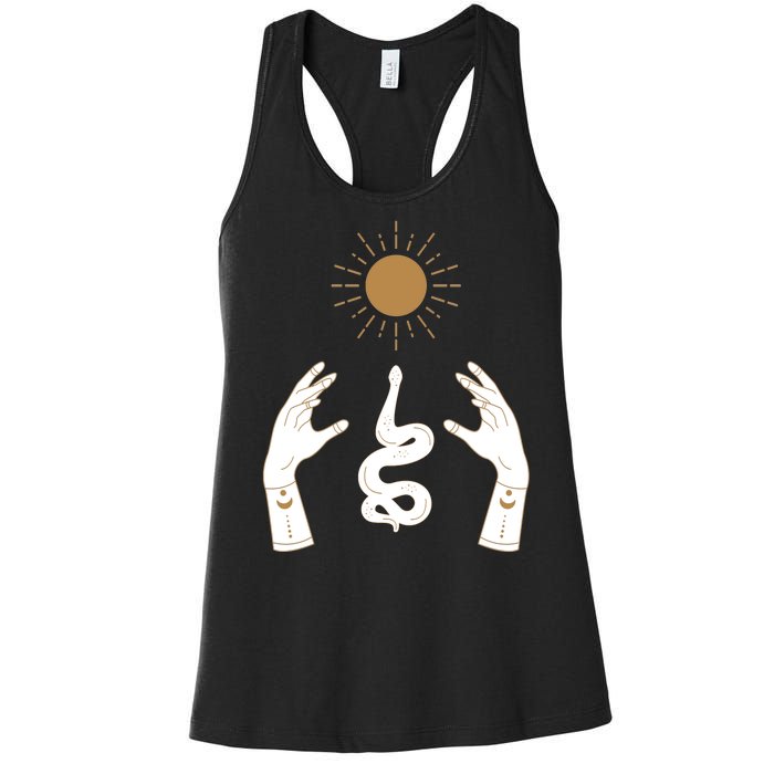 Boho Hands Reaching For The Sun Snake Women's Racerback Tank