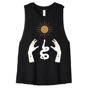 Boho Hands Reaching For The Sun Snake Women's Racerback Cropped Tank