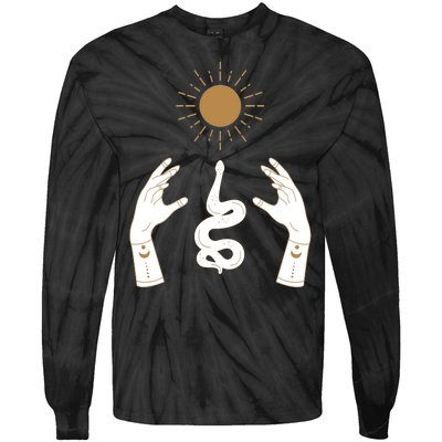 Boho Hands Reaching For The Sun Snake Tie-Dye Long Sleeve Shirt