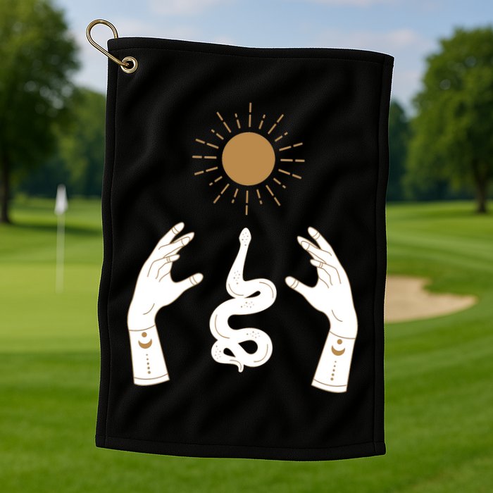 Boho Hands Reaching For The Sun Snake Golf Towel