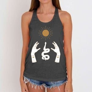 Boho Hands Reaching For The Sun Snake Women's Knotted Racerback Tank