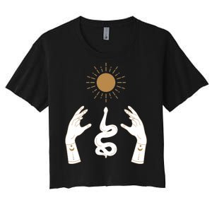 Boho Hands Reaching For The Sun Snake Women's Crop Top Tee