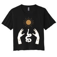 Boho Hands Reaching For The Sun Snake Women's Crop Top Tee