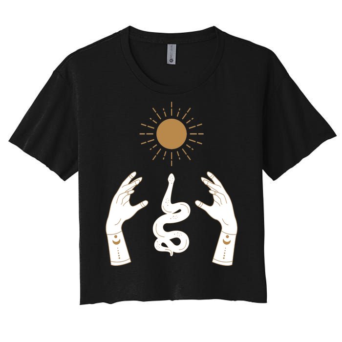 Boho Hands Reaching For The Sun Snake Women's Crop Top Tee