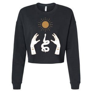 Boho Hands Reaching For The Sun Snake Cropped Pullover Crew