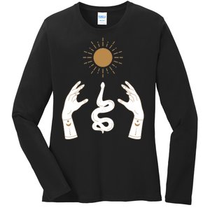 Boho Hands Reaching For The Sun Snake Ladies Long Sleeve Shirt