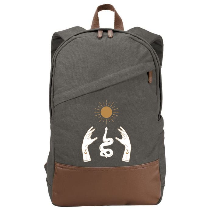 Boho Hands Reaching For The Sun Snake Cotton Canvas Backpack