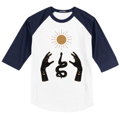 Boho Hands Reaching For The Sun Snake Baseball Sleeve Shirt