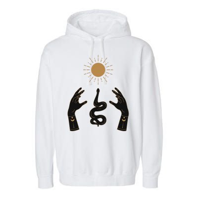 Boho Hands Reaching For The Sun Snake Garment-Dyed Fleece Hoodie